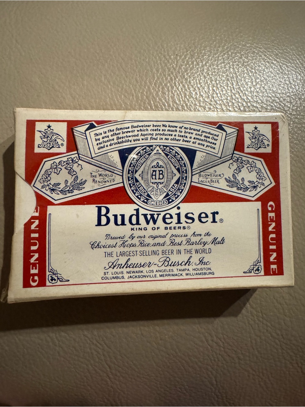 Vintage 1970 SEALED Budweiser Playing Cards - Red, White, Blue